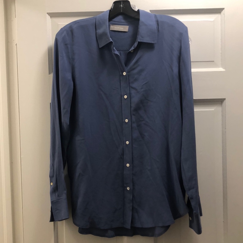 Everlane French Blue Silk Blouse. Size 6. 2021